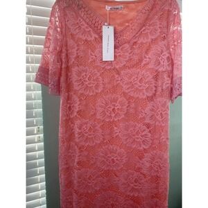 Rosegal  Womens Delicate Pink Lace Overlay Short Sleeve Dress Sz 2X NWT